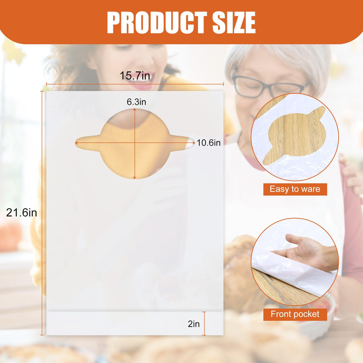 Nonley Disposable Adult Bibs 100 Pack - Disposable Dining Bibs for Adults - Waterproof Oil-Proof Plastic Bib for Elderly Women and Senior Men Eating