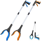 Grabber Reacher Tool - 32” Extra Long Foldable Gripper and Reaching Tool - Heavy Duty Pick Up Stick Grabbers for Seniors, Trash, Surgery Recovery Must Haves Gifts (Blue+Orange 2P)