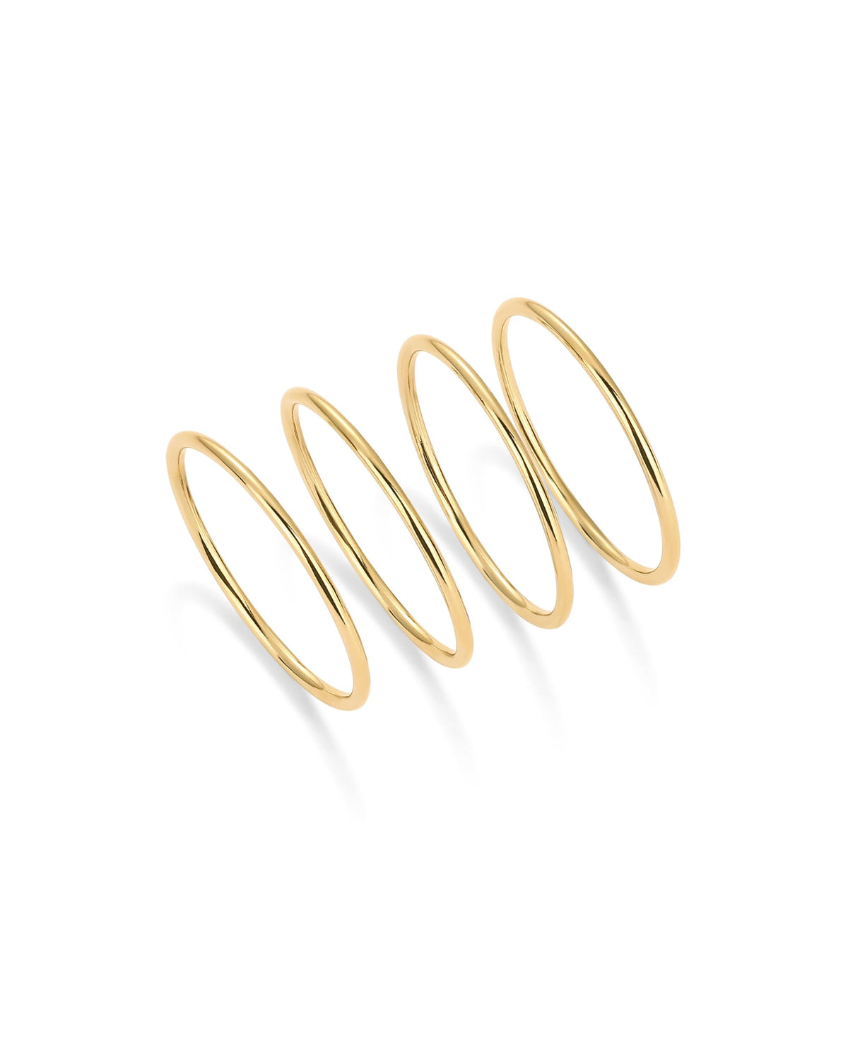PAVOI 14K Yellow Gold Plated Stackable Thin Ring Set of 4