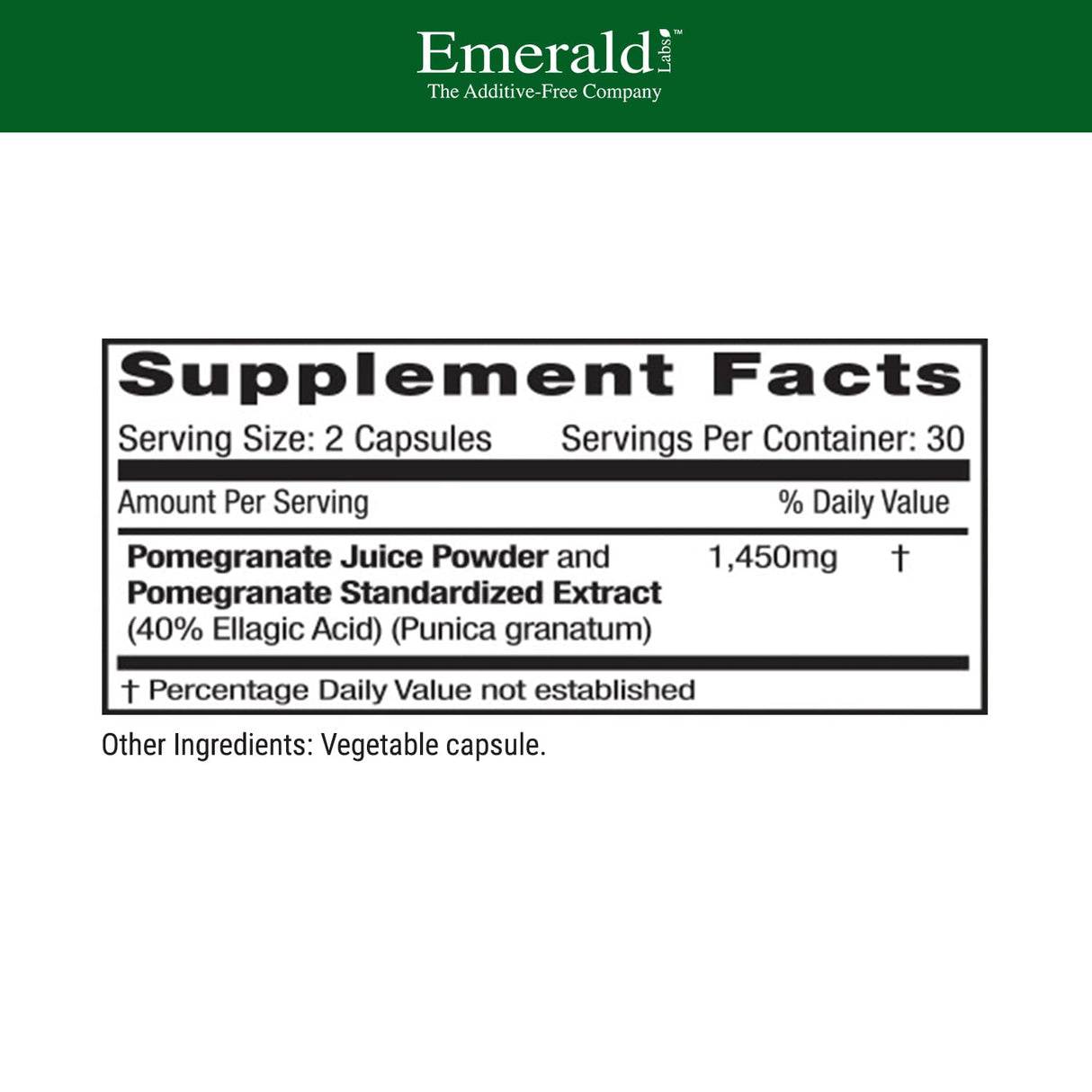 Emerald Labs Pomegranate Extract - Pomegranate Extract (40% Ellagic Acid) & Pomegranate Juice Powder for Immune Response & Heart Support* - 60 Vegetable Capsules (30-Day Supply)