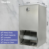 Stardrix 2 Roll Stainless Steel Commercial Toilet Paper Dispenser, Heavy Duty Wall Mount Tissue Holder with Lock for Restroom/Bathroom