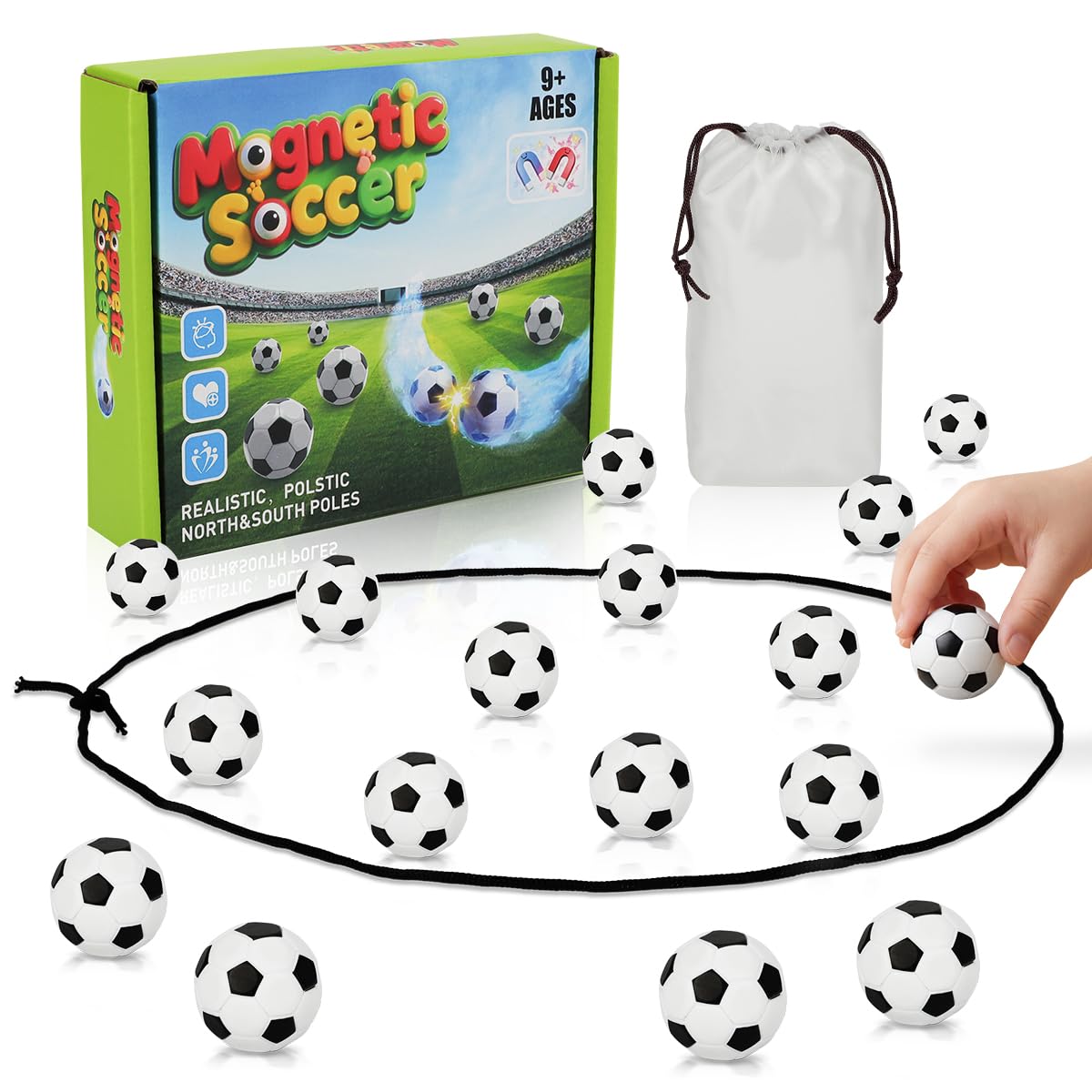 Nevzan Soccer Magnetic Game with String & 20 Football-Shaped Stones