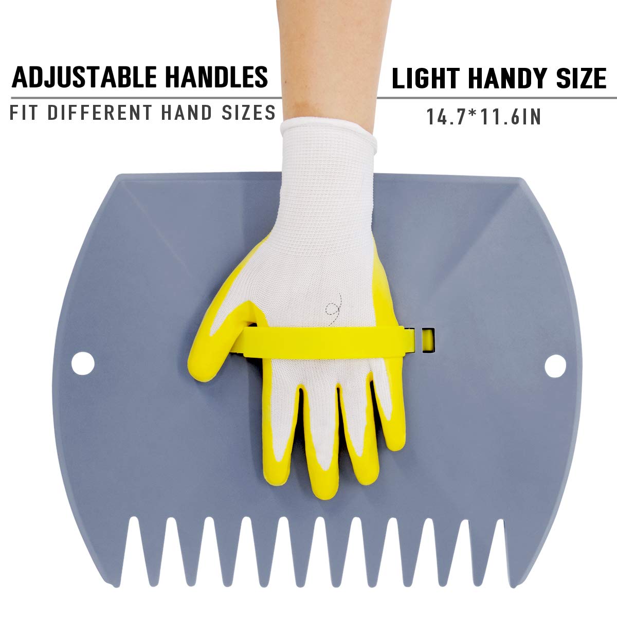 Jardineer Leaf Scoops Hand Rake, Lightweight Leaf Grabber,Grey Leaf Collector, Leaf Picker Upper for Leaves, Grass, Lawn Clippings, Twigs or Debris (2 Pack)