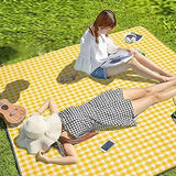 Extra Large Picnic Blanket Beach Blankets, 80''x80'' Picnic Mat Waterproof Sand Proof Foldable Portable for Outdoor Camping Hiking Travel Grass Park Music Festival Lawn Mats (yellow, 80x80 inch)