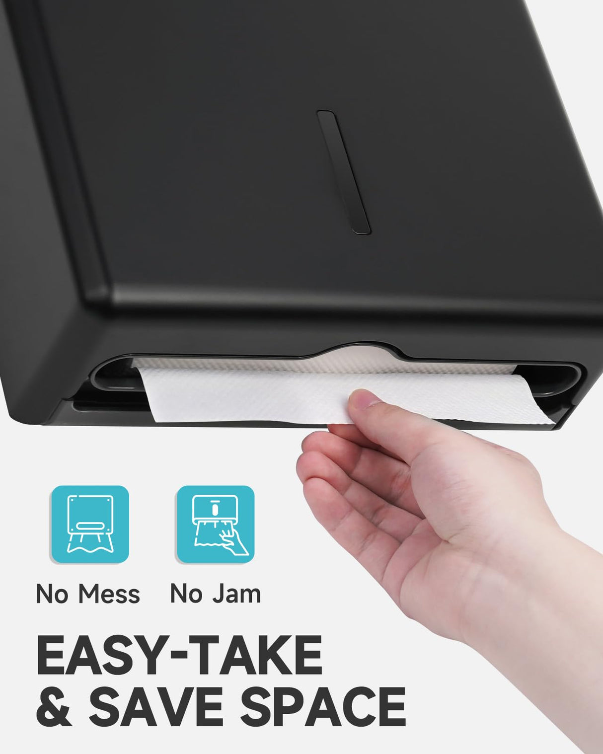 AIKE 400 Sheets Wall Mount Paper Towel Dispenser,Fit Multifold Paper,Large Capacity with Lock for Commercial, Black(Folded Size 10" x 3.5" Or Smaller)