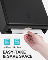 AIKE 400 Sheets Wall Mount Paper Towel Dispenser,Fit Multifold Paper,Large Capacity with Lock for Commercial, Black(Folded Size 10" x 3.5" Or Smaller)