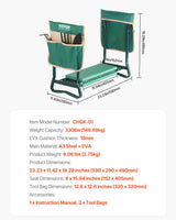 VEVOR Garden Kneeler and Seat Heavy Duty, Portable Garden Stool with 6'' EVA Kneeling Pad and 2 Tool Bags, Folding Garden Bench to Relieve Knee & Back Pain, Great Gifts for Seniors, Family Gardeners