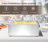 SYBO Commercial Grade Stainless Steel Bain Marie Buffet Food Warmer Steam Table for Catering and Restaurants (1 Section with Tap)