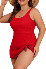 Eomenie Plus Size Swimdress for Women One Piece Swimsuit Tummy Control Swim Dresses Skirt Bathing Suit Red