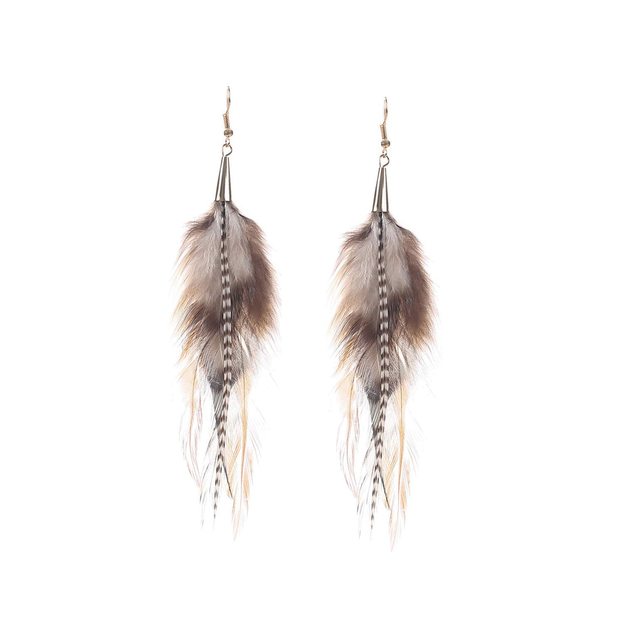 lureme Bohemian Multicolor Pheasant Feathers Dangle Earrings Handmade Natural Feather Earrings (er006314-5)
