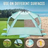 WhiteFang Deluxe Pop Up Beach Tent Sun Shade Shelter for 3-4/5-6 Person, UV Protection, Extendable Floor with 3 Ventilating Windows Plus Carrying Bag, Stakes, and Guy Lines