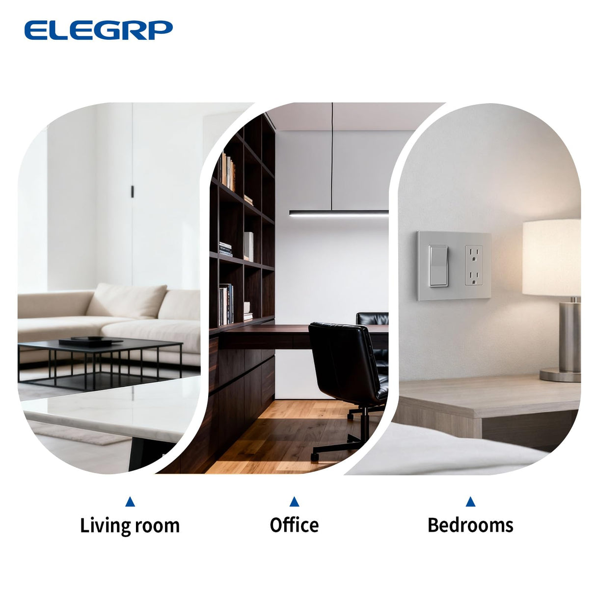 ELEGRP Matte Gray 3 Way Decorator Light Switch, 15A 120-277V, Paddle Rocker Switch Replacement, On/Off Wall Switch, Self-Grounding, Residential Grade, UL/CUL, 10 Pack