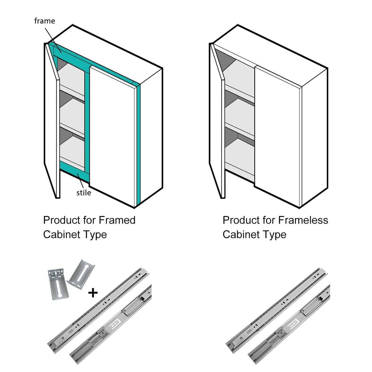 LONTAN 10 Pairs Soft Close Drawer Slides 24 Inch Side Mount Heavy Duty Cabinet Drawer Glides - Ball Bearing Full Extension Kitchen Cabinet Rails 100 LB Capacity