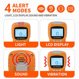 Sooguard H2S Monitor, Clip Single Gas H2S Monitor, 0~100ppm High-PrecisionH2S Gas Detector, Adjustable Alarm Range, 3 Alarm Modes, Explosion-Proof Safety, for Various Working environments (Orange)