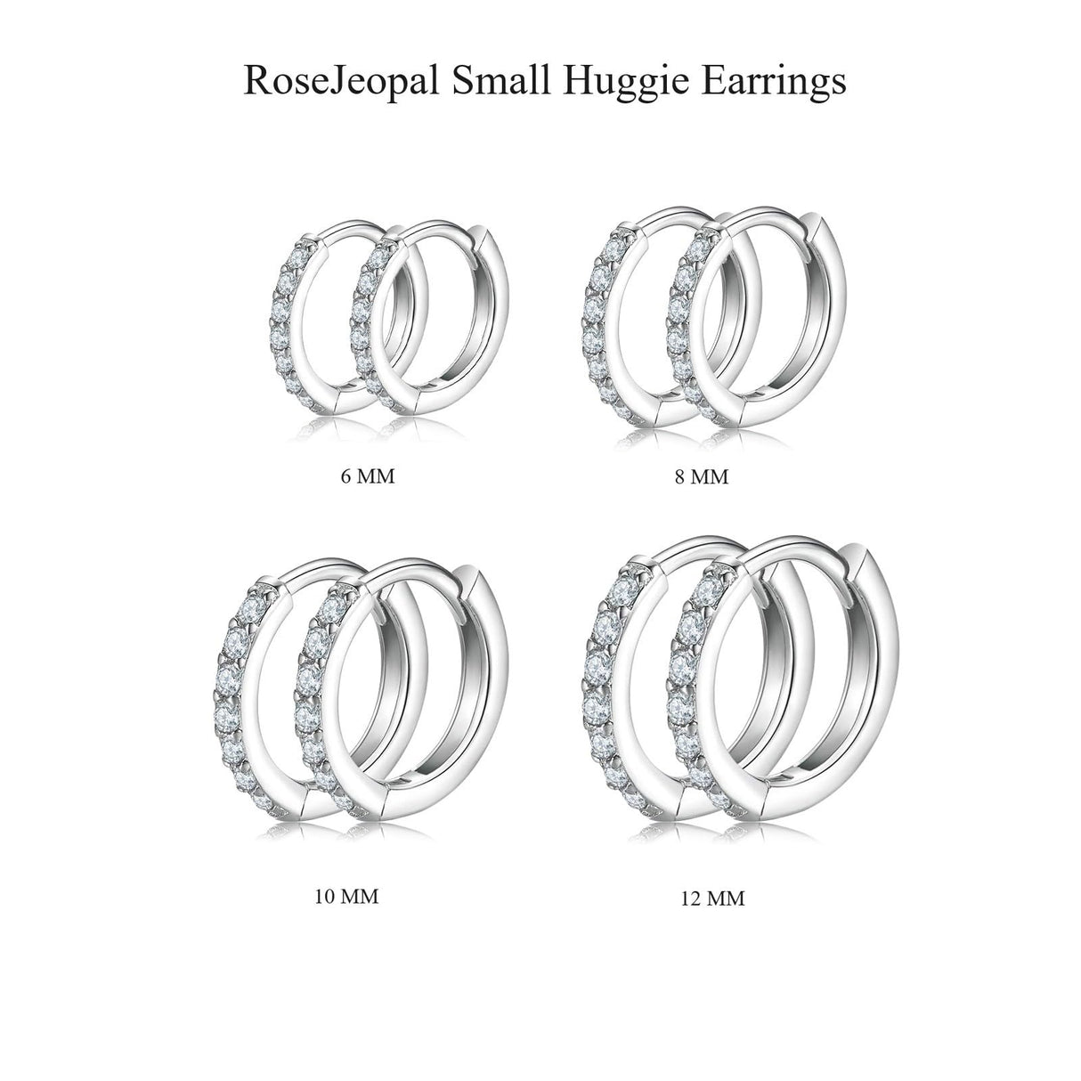 4 Pairs 925 Sterling Silver Small Hoop Earrings for Women Men 6 8 10 12mm