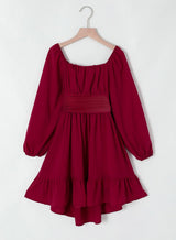 blibean Girls Long Sleeve Tie Back Dress Teen Fall Boho Wedding Guest Dresses Tween Holiday Formal Outfit Big Kids Cute Dance Christmas Clothes Size 12-13 Years Old Red