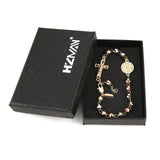 HZMAN Brass Virgin Mary Cross Rosary Bead Bracelet for Women