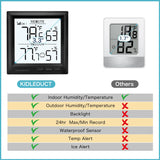 KIDLEDUCT Indoor Outdoor Thermometer Wireless Battery Powered, High Precision Inside Outside Humidity Temperature with Alert, Backlight Weather Thermometers with 1 Sensor, 330ft Wireless, Black