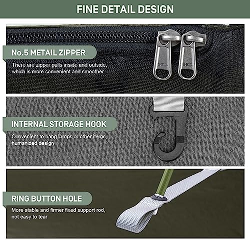 Camping Hammock with Mosquito Net,3 in 1 Function Parachute Portable Hammock,Double & Single Hammocks Tent for Travel Outdoor Indoor Hiking Patio - with Tree Straps,Carabiners,Aluminium Poles