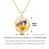 Hefestus Birth Flower Necklaces for Women,October Month Marigold Real Pressed Flower Necklace,Boho-Style Personalized Jewelry,Handmade Floral Pendant,Thoughtful Gift for Christmas,Birthday|18" (Gold)