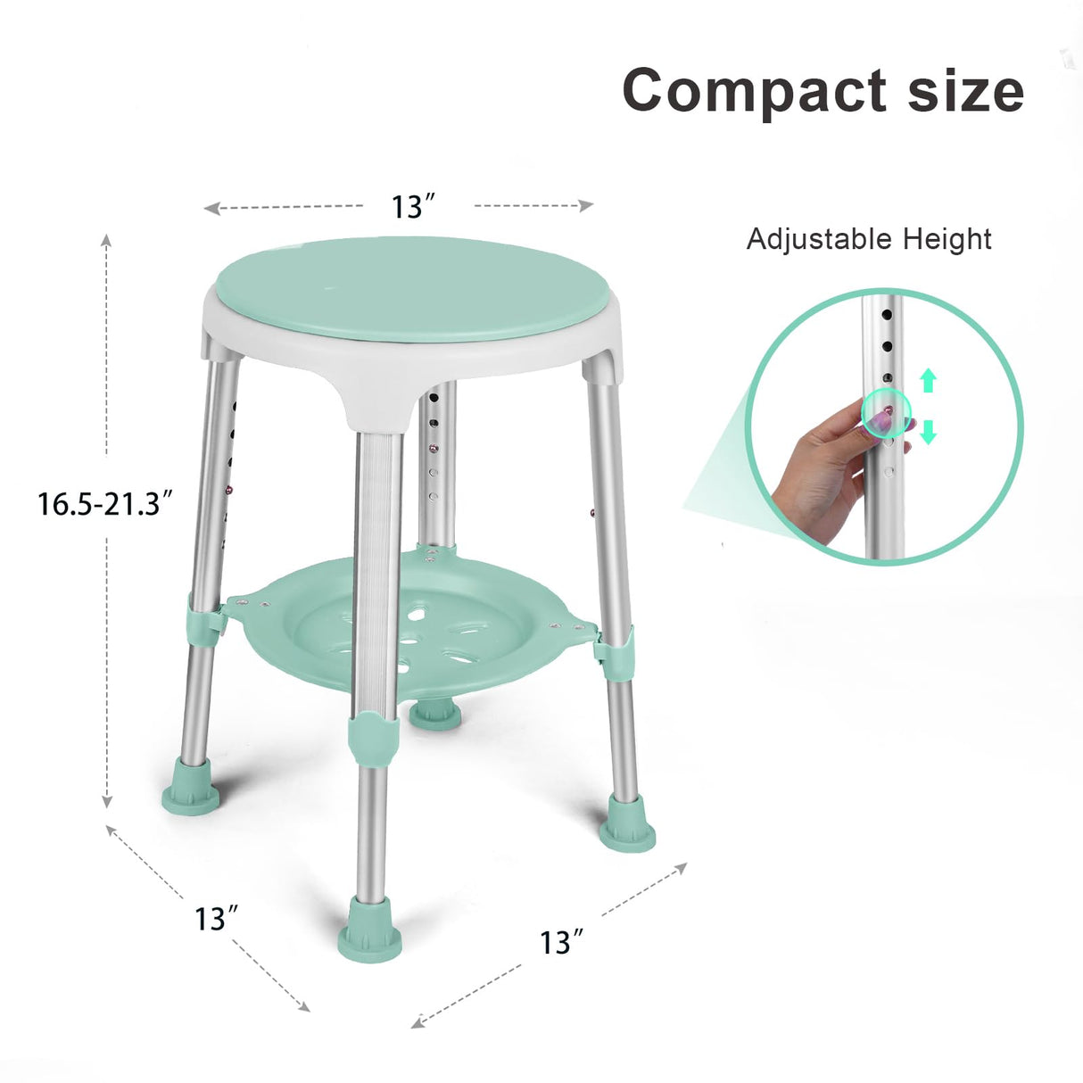 Shower Chair for Inside Shower, FSA/HSA Eligible Swivel Shower Stool 350lbs, Adjustable Tub Chair and Bathroom Stool with Storage Tray for Seniors, Elderly, Bath Handicap & Disabled