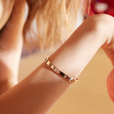 FOLOOTY 2-Pack Friendship Bracelets for Women - 18K Gold Plated Titanium Steel Cuff Love Bangle Set with Cubic Zirconia | Sister Jewelry Gift, Eco-Friendly Packaging, Durable Everyday Wear (gold, Small)