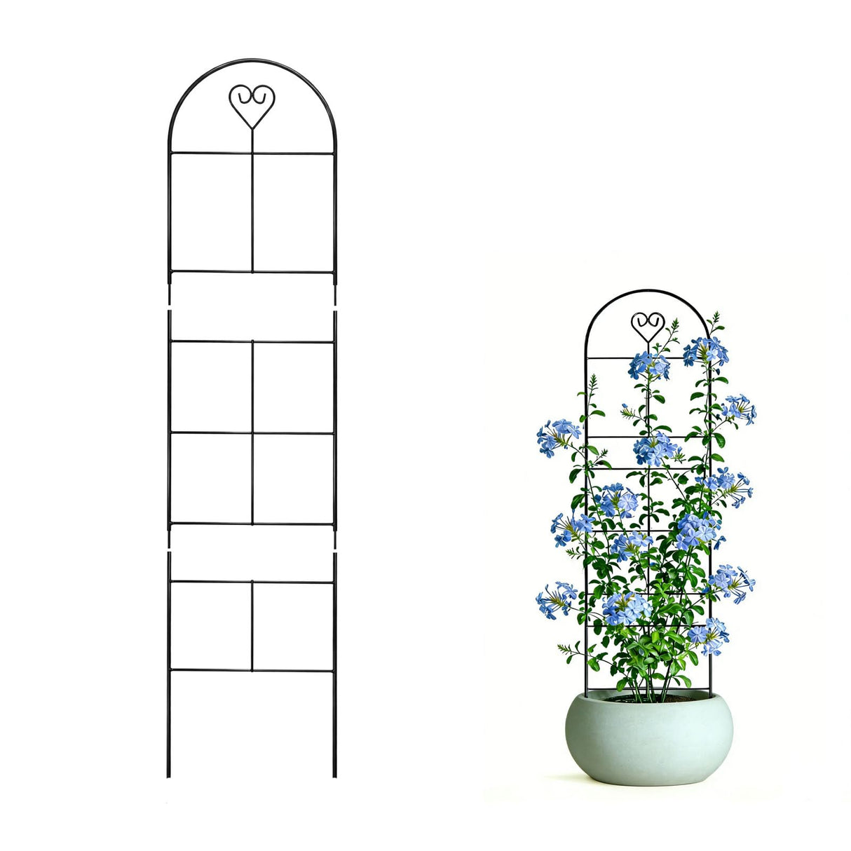 46.6" Metal Garden Trellis, 3-Section Plant Trellis for Climbing Plants Indoor & Outdoor, Plant Support for Large Pots, Grow Bags & Raised Beds, Roses, Tomato Plants & Vines, 1 Pack, Black