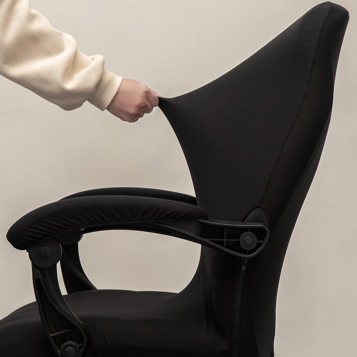 Melaluxe Office Chair Cover with Arm Covers - Universal Stretch Desk Chair Cover, Computer Chair Slipcovers (Size: L) - Black