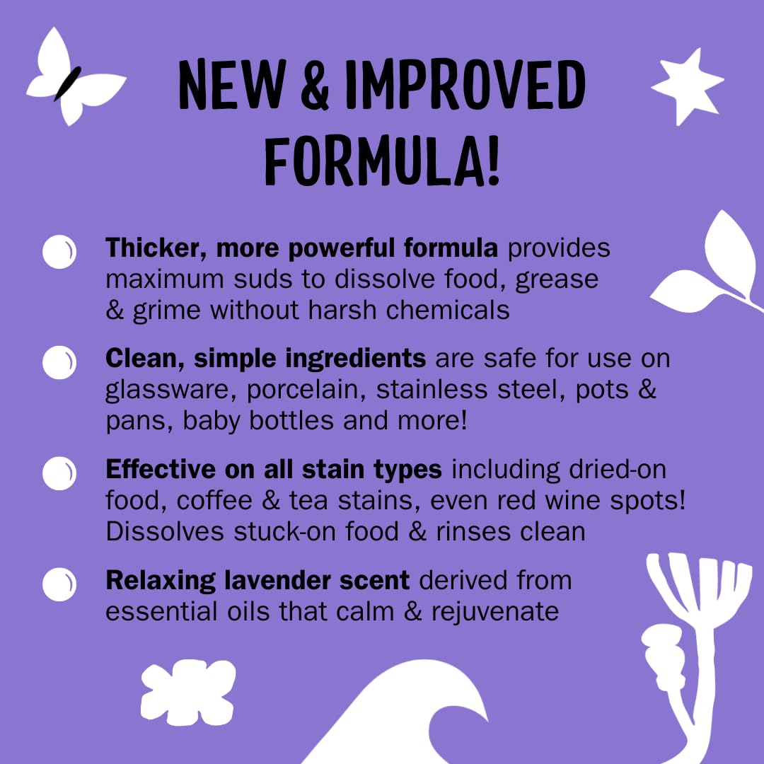 Molly's Suds Liquid Dish Soap | Clean, Simple Ingredients | Extra Scrubbing Power | Lavender Scent, 24 oz - 2 Pack