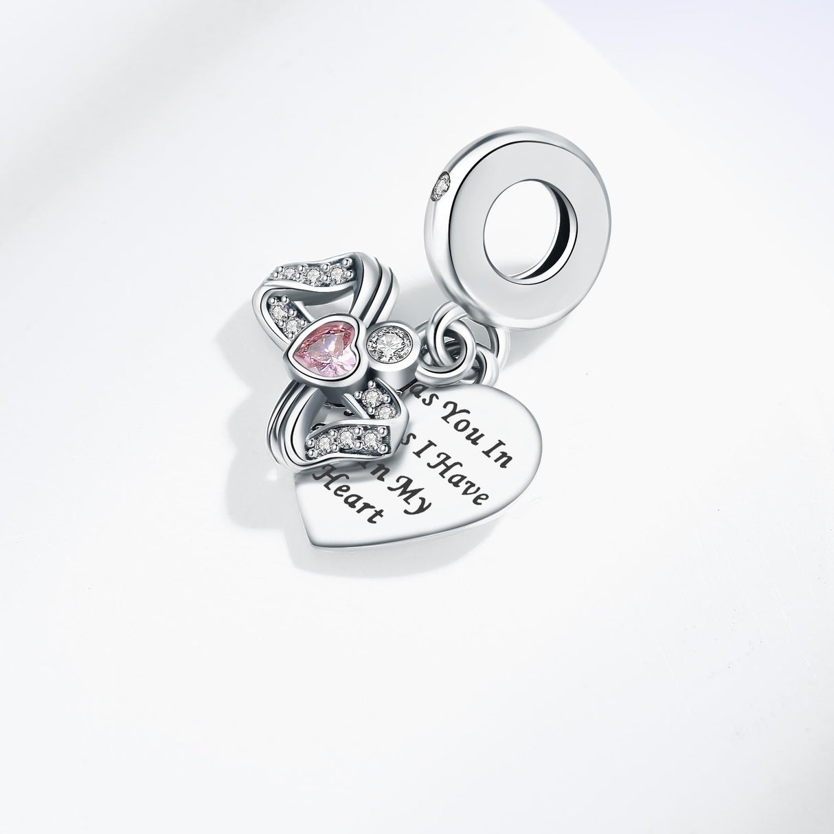 CLYQCL 925 Sterling Silver Charms Fit Pandora Charms Bracelet God Has You In His Arms I Have You In My Heart Fit Wife Daughter Mother's Day Christmas Birthday Gift