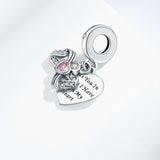 CLYQCL 925 Sterling Silver Charms Fit Pandora Charms Bracelet God Has You In His Arms I Have You In My Heart Fit Wife Daughter Mother's Day Christmas Birthday Gift
