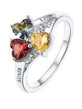 Custom4U Personalized Mothers Ring 3 Birthstones Rings for Women Custom