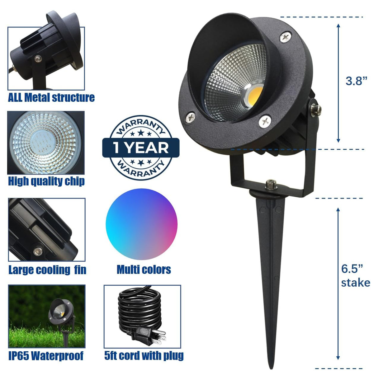 LED Color Landscape Outdoor Spotlight - 120V 25W Remote Waterproof Spot Lights for Yard Garden Tree House Halloween Christmas Lighting