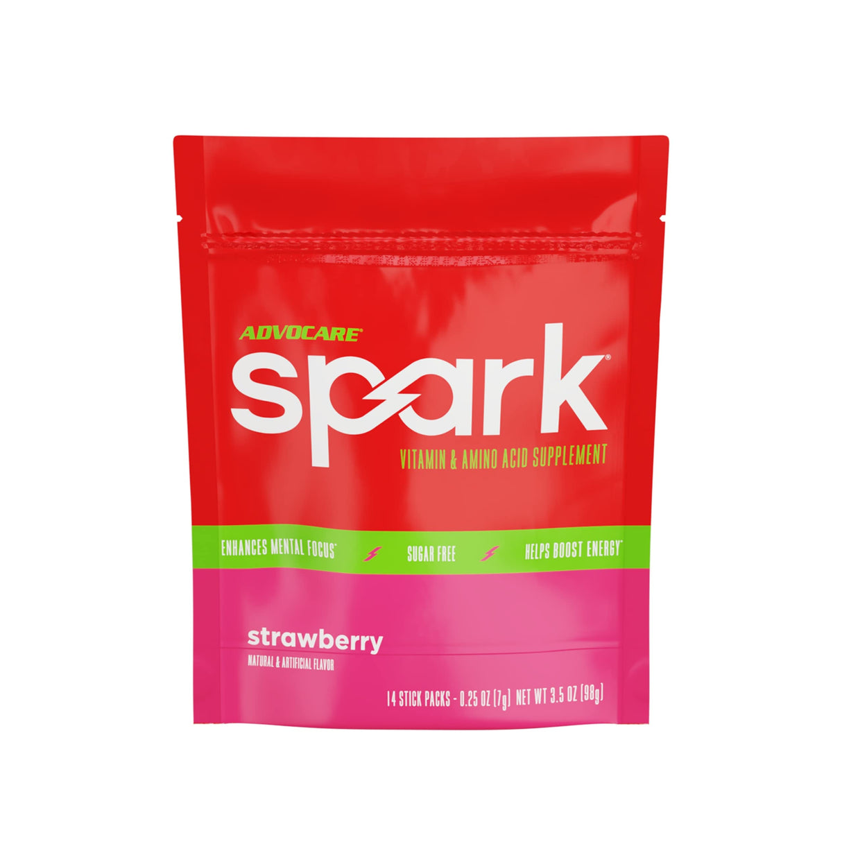 AdvoCare Spark Vitamin & Amino Acid Supplement - Focus & Energy Drink Powder Mix with Vitamin A, B-6, C & E - Also Includes L-Carnitine & L-Tyrosine - Strawberry, 14 Stick Packs