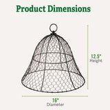 Gardener’s Supply Company Sturdy Chicken Wire Cloche Plant Protector Cover | Sturdy Metal Cage Garden Protection for Your Plants & Seedlings | 16" in Diameter x 12-1/2" H - Black
