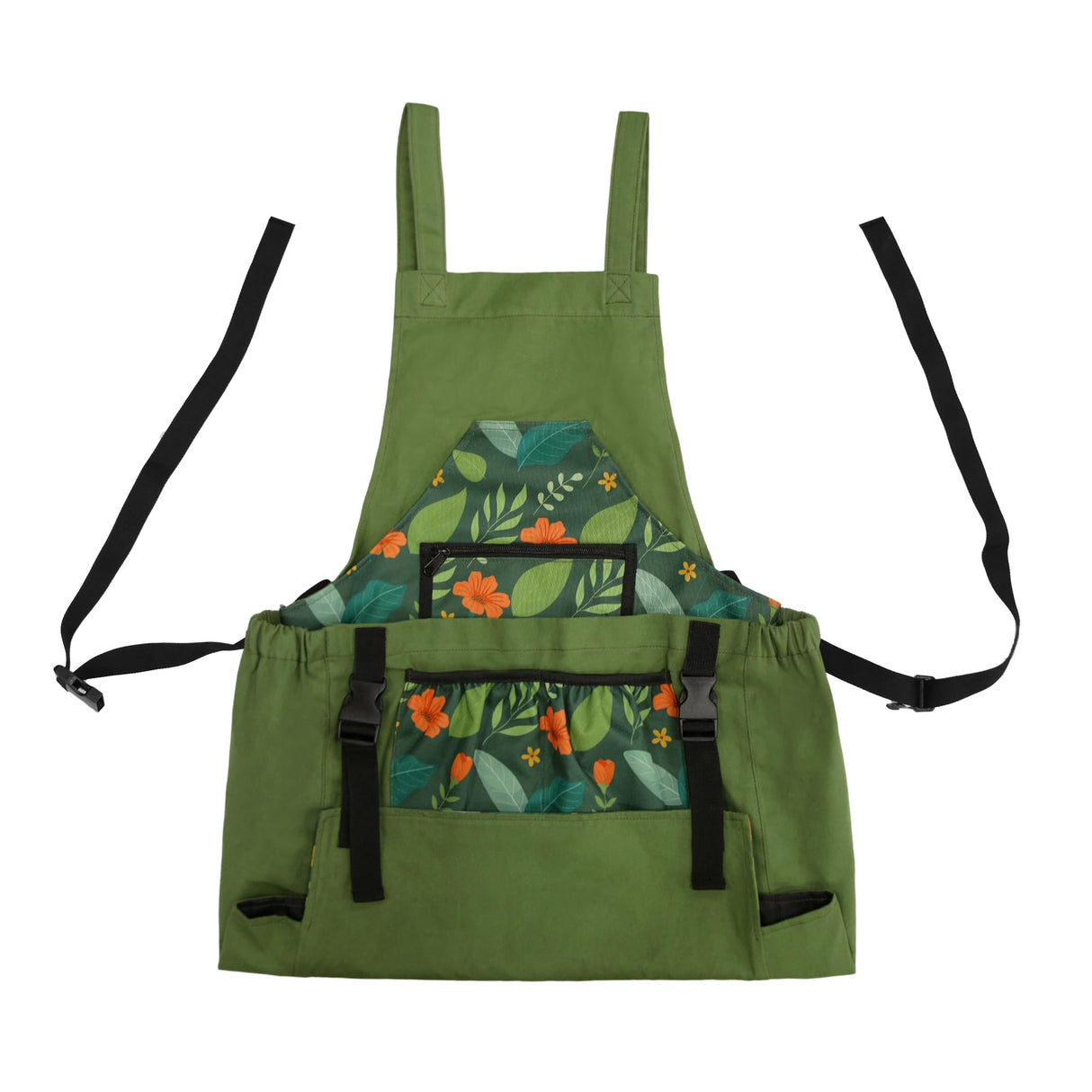 GeerDuo Gardening Apron with Quick Release Pockets for Women, Water Resistant Picking Pouch(Green)