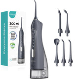 COSLUS Water Dental Flosser Teeth Pick: Portable Cordless Oral Irrigator 300ML Rechargeable Travel Irrigation Cleaner IPX7 Waterproof Electric Flossing Machine for Teeth Cleaning C20(F5020E) Grey