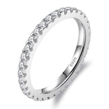 Delzzad Moissanite Rings for Women, Solid S925 Sterling Silver with 18K White Gold Plated Full Eternity Wedding Bands Stackable Engagement Ring - 1CT 2.3mm D Color VVS1 Moissanite Jewelry Anniversary Band (Full Eternity, Silver, 6)