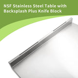 HXCFYP NSF Stainless Steel Table for Prep & Work with Backsplash 24x18 Inches, Metal Commercial Kitchen Table with Under Shelf and AdjustableTable Foot for Restaurant, Home and Hotel
