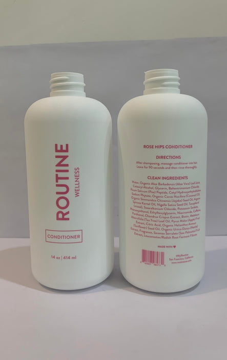 Routine Wellness Shampoo and Conditioner Set for Stronger Hair - Vegan, Clinically Tested Biotin Shampoo with Nourishing Oils and Vitamins - Rose Hips 14oz (Pack of 2)