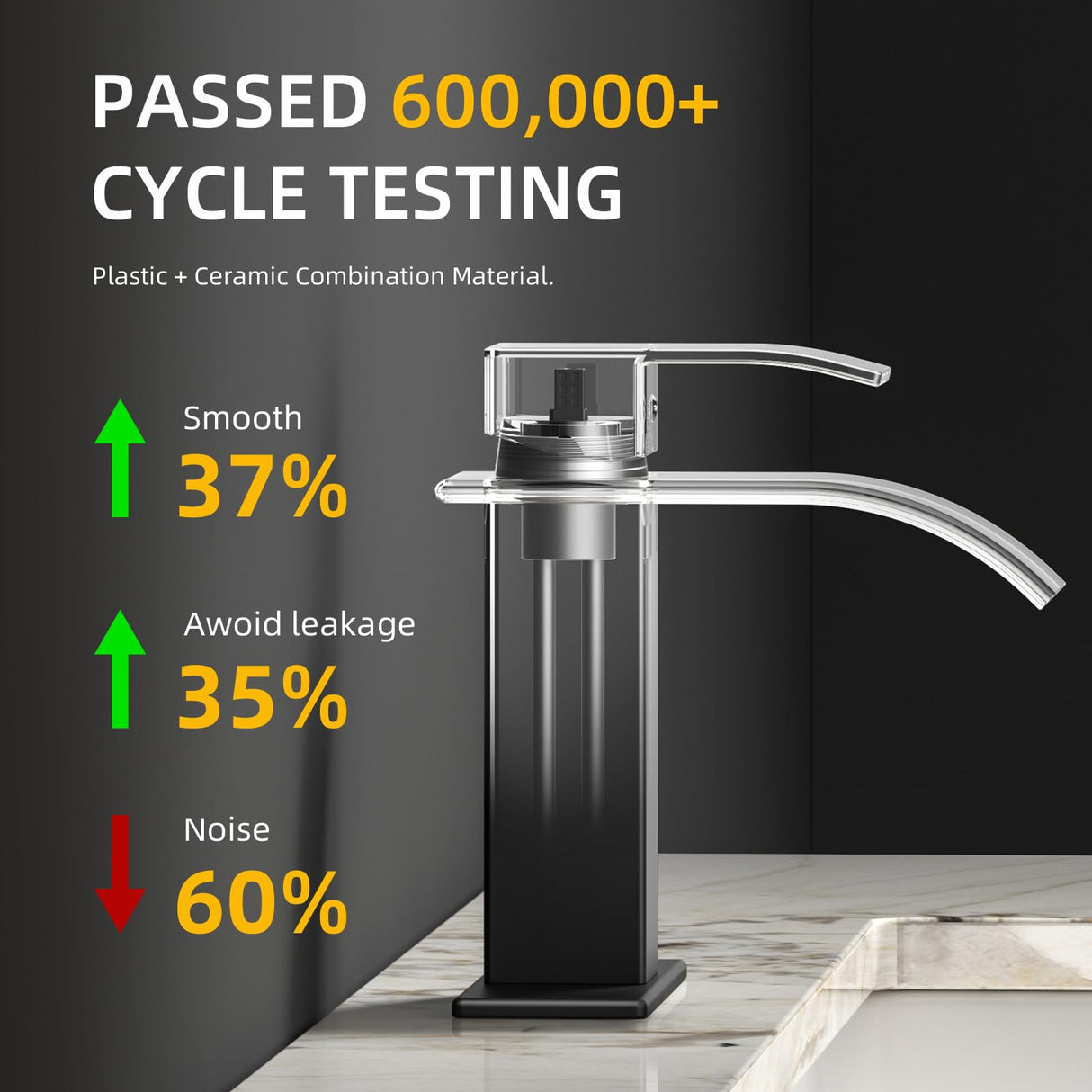 Rywuanku Matte Black Bathroom Faucet Waterfall Spout, Single Handle Sink Faucet with Pop-up Drain & Deck Plate, Modern 1 Hole Vanity Faucet for Vessel Sink