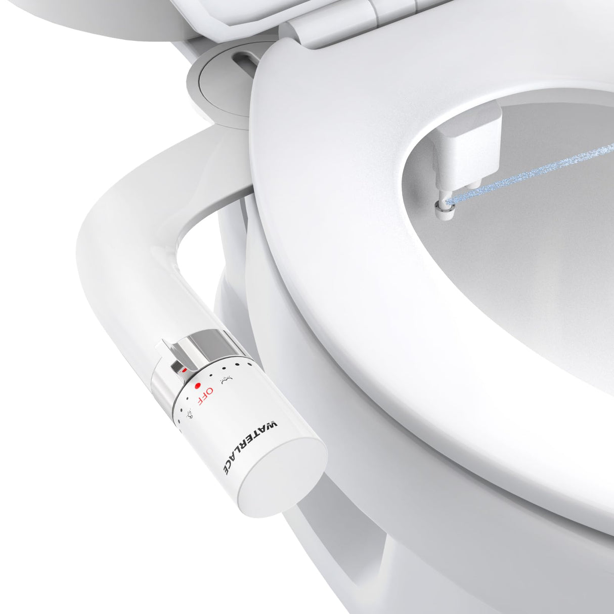 WATERLACE Bidet Attachment for Toilet Seat Sprayer - Non Electric Dual Nozzle with Cold Water - Self Cleaning Toilets Bathroom Spray for Butt Wash - Easy Slim Adjustable Pressure Control Rv Bidets