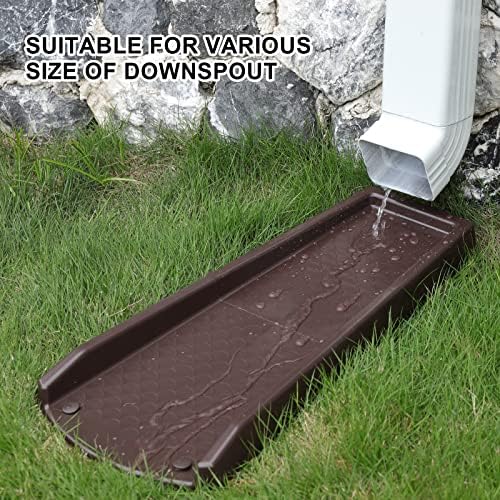 Rain Gutter Downspout Splash Block, Gutter Downspout Extensions for Water Drainage, 24" Gutter Splash Guards Downspout Extender, Fixable Down spout Drain Trays with PE Nails(1 Pack, Brown)
