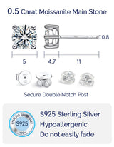 MomentWish Moissanite Stud Earrings for Women, 1Carat Moissanite 925 Sterling Silver Studs, White Gold Jewelry Gift for Anniversary Christmas