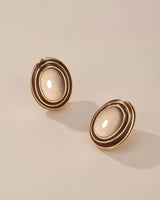 Large Chunky Brown Beige Tan 18K gold plated Round Oval Button Stud Enamel Statement Earrings for Women by SNGIA, Big Brown Bold Handmade Exaggerated Dome Retro Rounded Button Ball Trendy Bohemian Jewelry Gifts, Unique Baroque Vintage Summer Beach Fashion