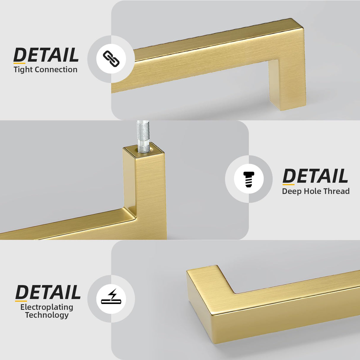 Goldenwarm 10 Pack 5in Gold Cabinet Handles Brushed Gold Cabinet Pulls Brass Drawer Pulls Stainless Steel 128mm Cabinet Hardware Pulls for Kitchen Cabinets