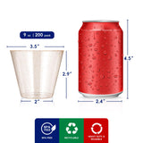 JOLLY CHEF 200 Pack 9 oz Glitter Plastic Cups, Disposable Gold Cups, Clear Plastic Tumblers for Wedding, Thanksgiving, Christmas Party