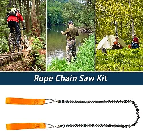 53 Inch High Reach Tree Limb Hand Rope Saw, 68 Sharp Teeth Blades on Both Sides, Folding Rope Chain Saw, High Limb Pocket Chainsaw