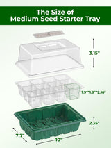 Seed Starter Tray 3 Pack with Heating Mat & 24 Full Spectrum LEDs Grow Light – Auto cycle Timer, Humidity Dome Ventilation Cover, Drainage Holes, Includes Gardening Tools – Transparent version
