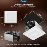 Amico Bathroom Exhaust Fan with Light, 80 CFM, 0.9 Sones, 1000LM, 5CCT, Easy Install, Ceiling Mount Shower Bathroom Fan, Adjustable Household Ventilation Fan, ETL & FCC Certified